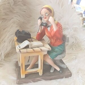 Vintage Figurine with Phone and Desk